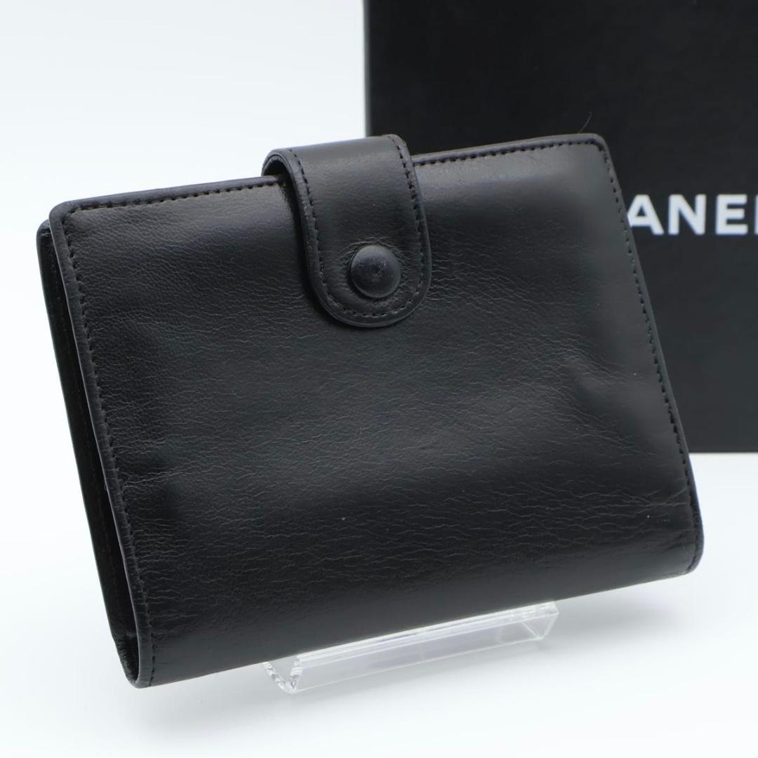 極美品】CHANEL デカココ がま口二つ折り財布 ラムスキン 黒 - メルカリ