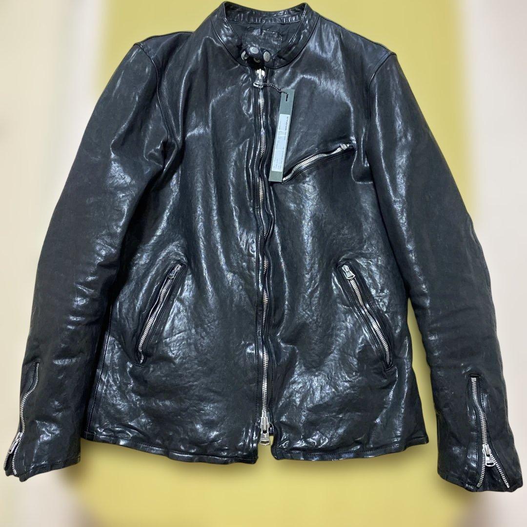 バックラッシュ ジャパンショルダーレザー製品染めシングルライダース