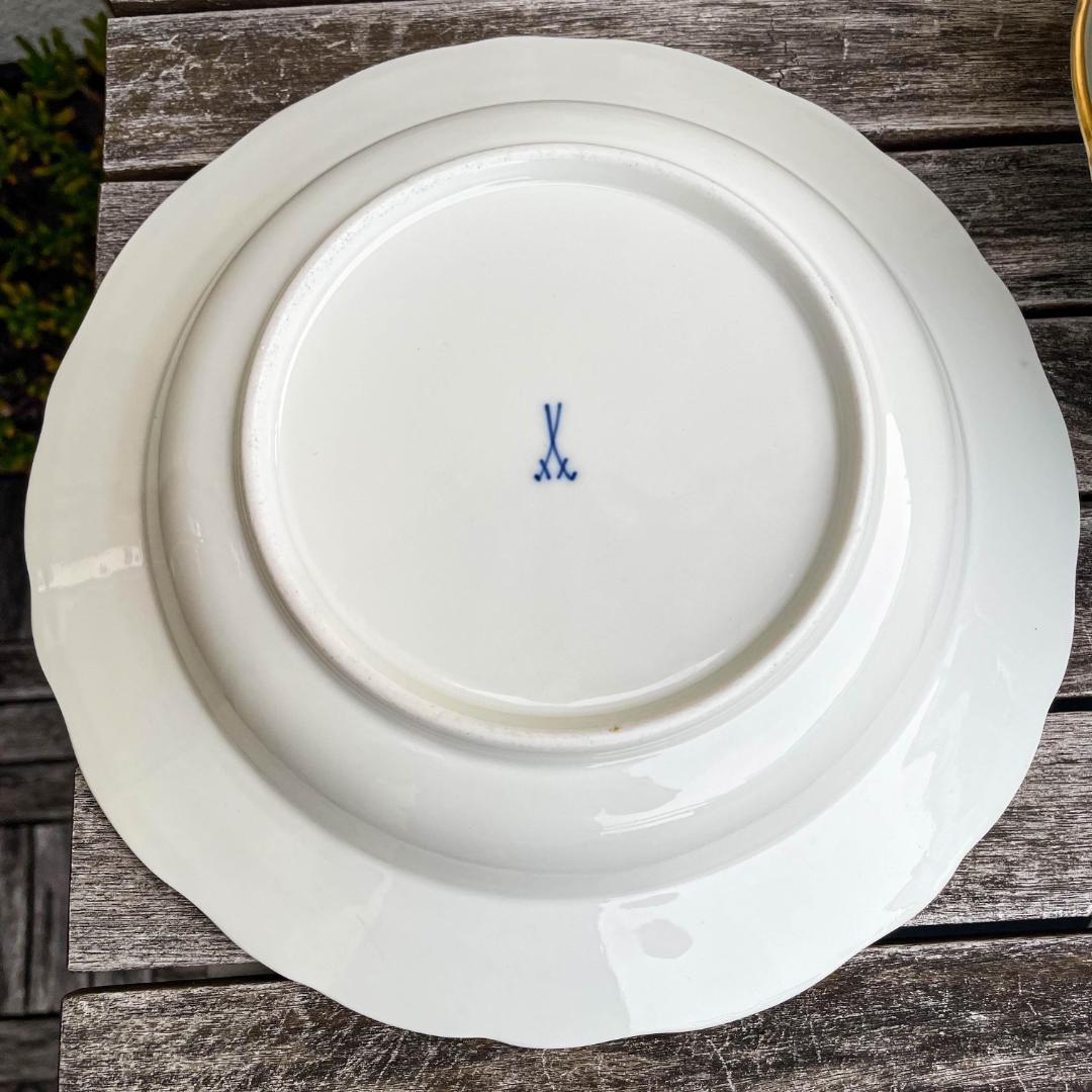 値下げマイセン 昆虫スーププレート深皿フラワーブーケ 23cm 金彩 6枚