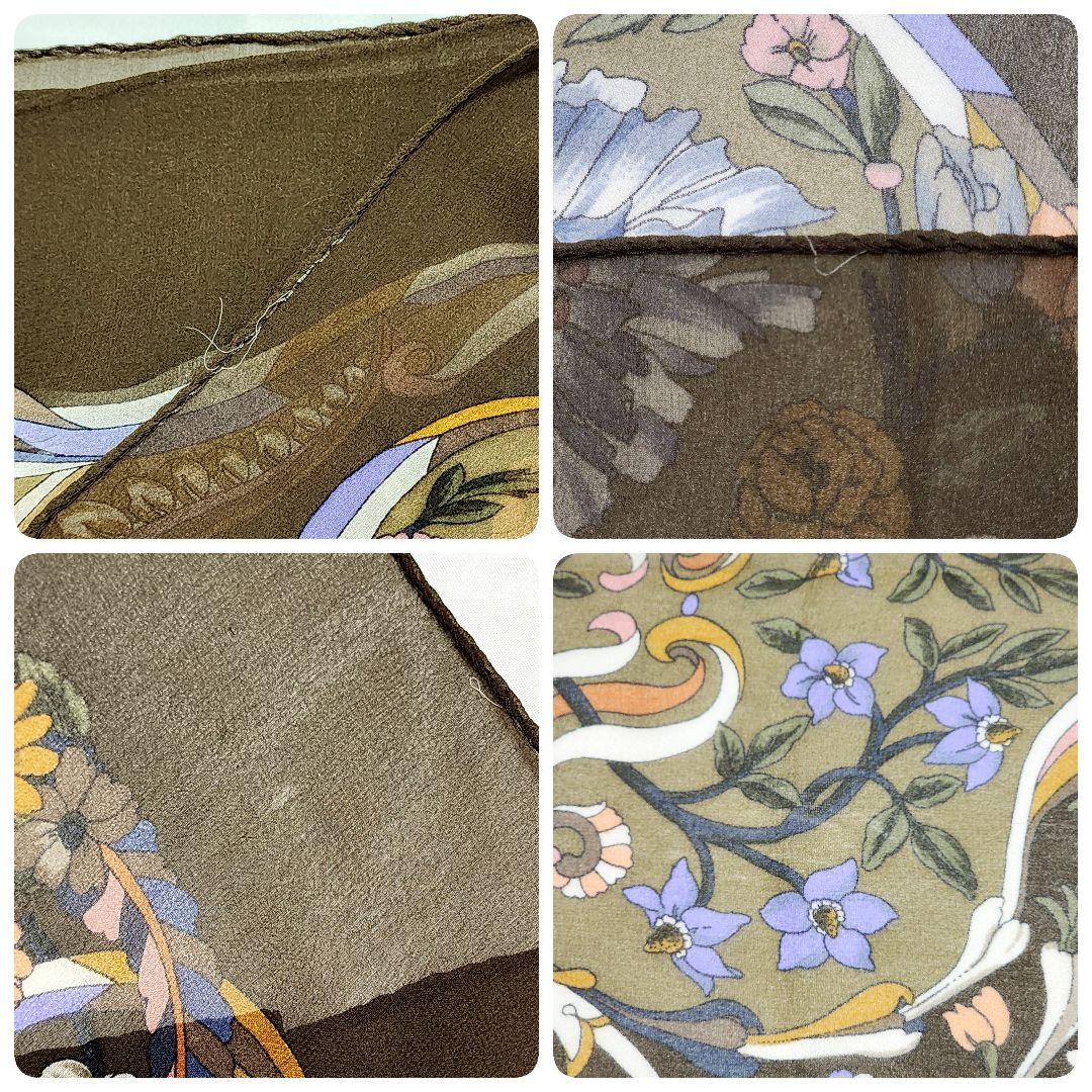 ☆GUCCI☆ スカーフ 大判 シフォン インターロッキング 花 ブラウン