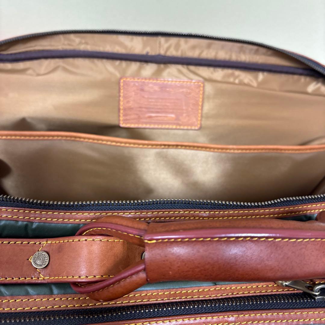 ハンティングワールド ボストンバッグ グリーン ナイロン×レザー 正規品