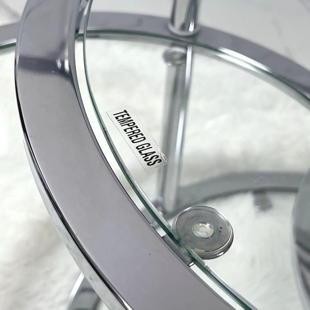 北欧 レトロ ミッドセンチュリー 4段 サイドテーブル ラウンド ガラス天板