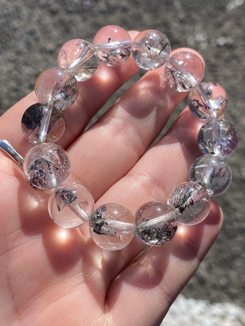一点物　共生あり　天然高透明度スティブナイトインクォーツブレスレット