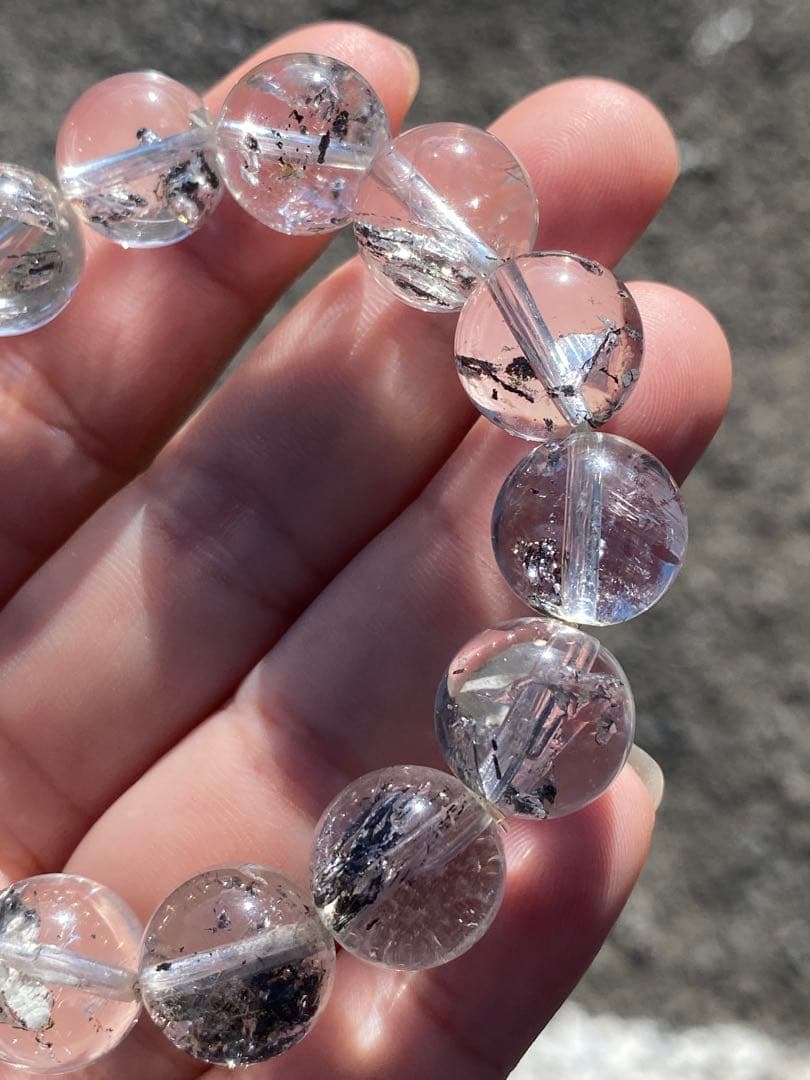 一点物　共生あり　天然高透明度スティブナイトインクォーツブレスレット