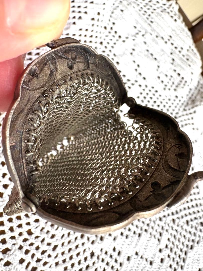 フランスアンティーク　パース　ヤドリギ　シャトレーン　シルバーメッシュ　①