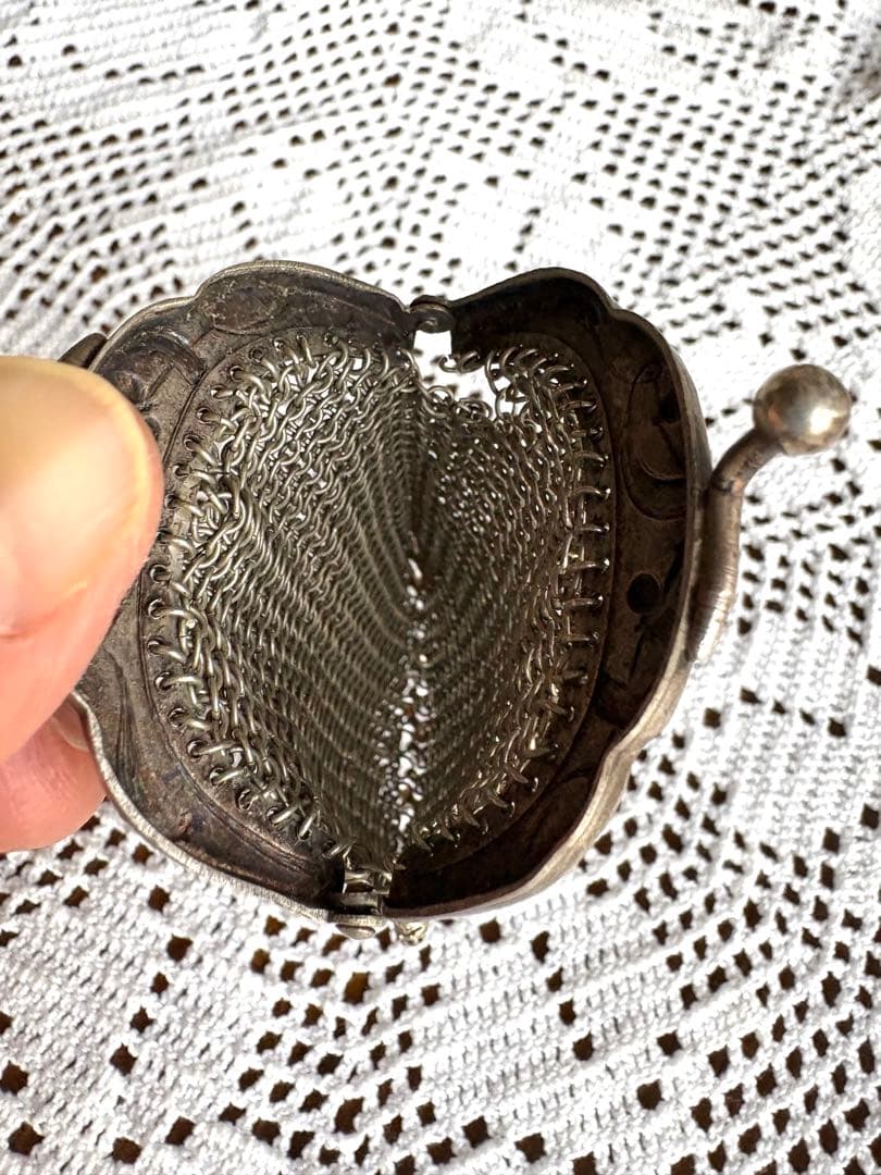 フランスアンティーク　パース　ヤドリギ　シャトレーン　シルバーメッシュ　①