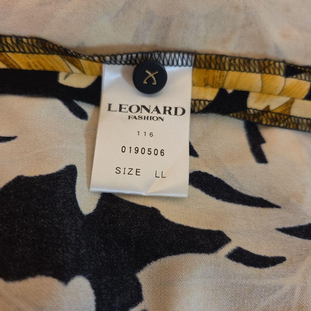 美品★LEONARD★ 花柄 長袖 ひざ丈ワンピース