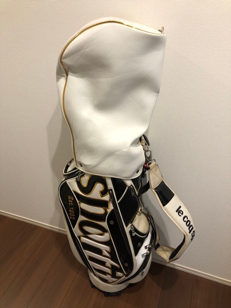 le coq sportif キャディバッグ ホワイト/ブラック　ゴールド