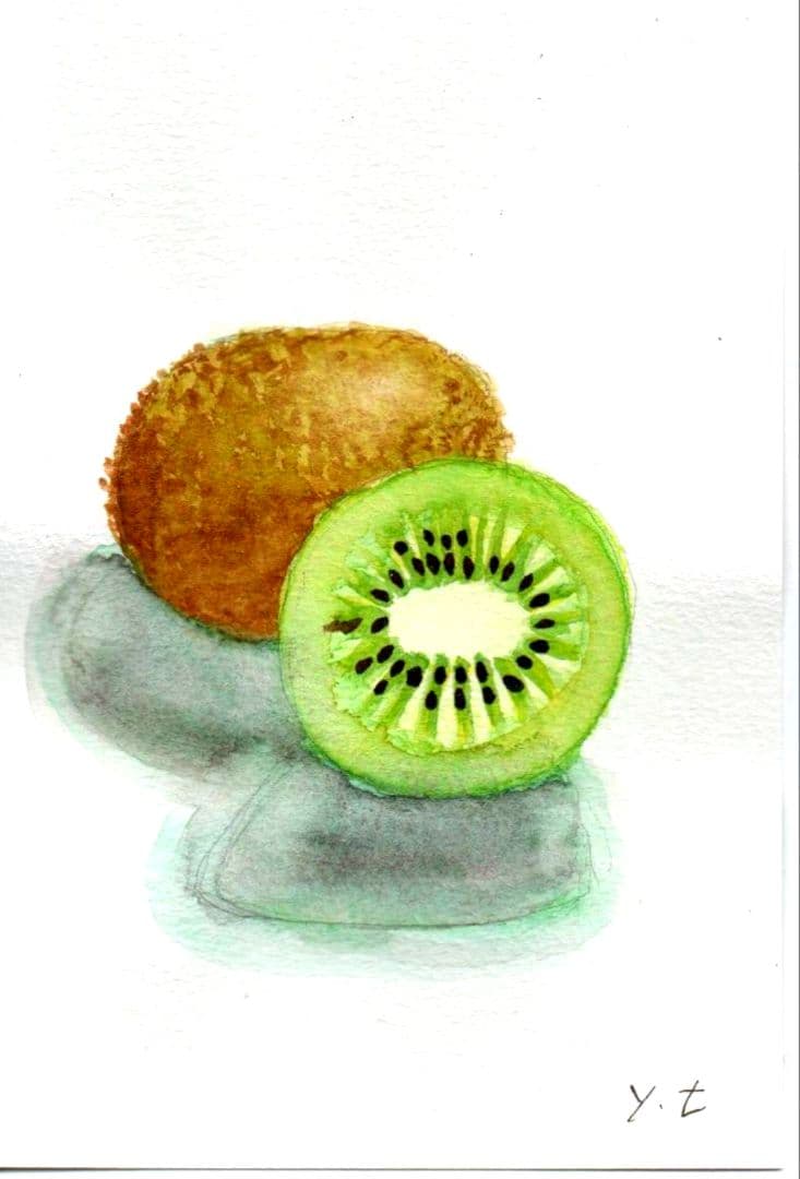 超美品！精密複製画 キウイ 透明水彩画 絵画 - メルカリ