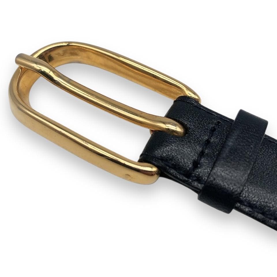 【美品】CELINEセリーヌ 馬車金具 細ベルト ゴールド ブラック イタリア製