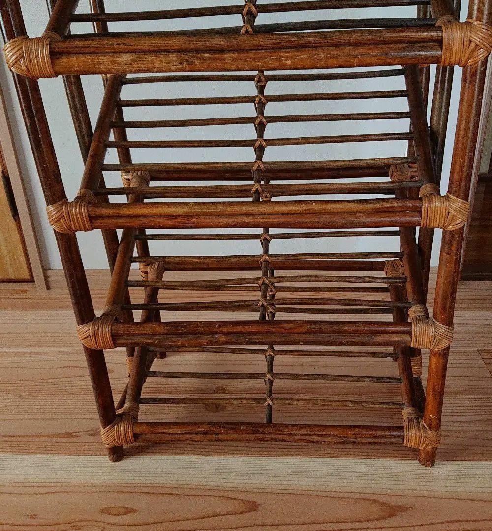 昭和レトロ 5段ラタンラック 籐家具 古家具
