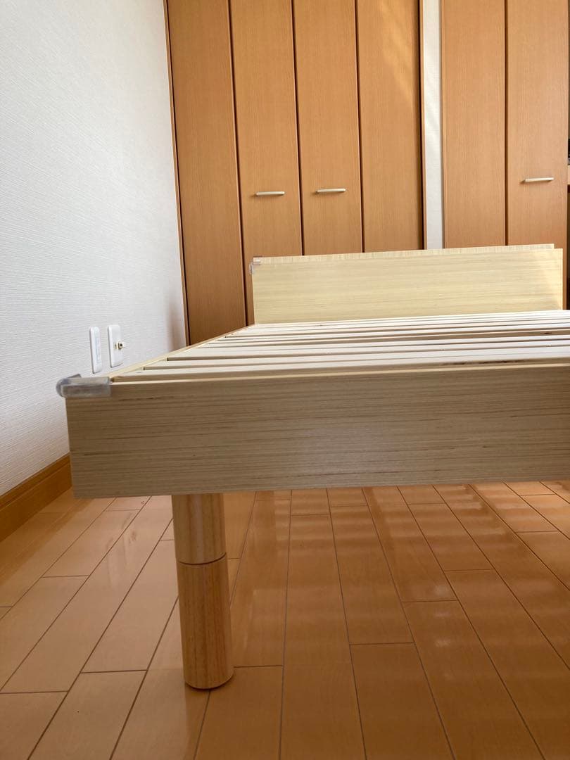 【そら】セミダブルベッド すのこ棚 コンセント付 高さ調整 天然木パイン材