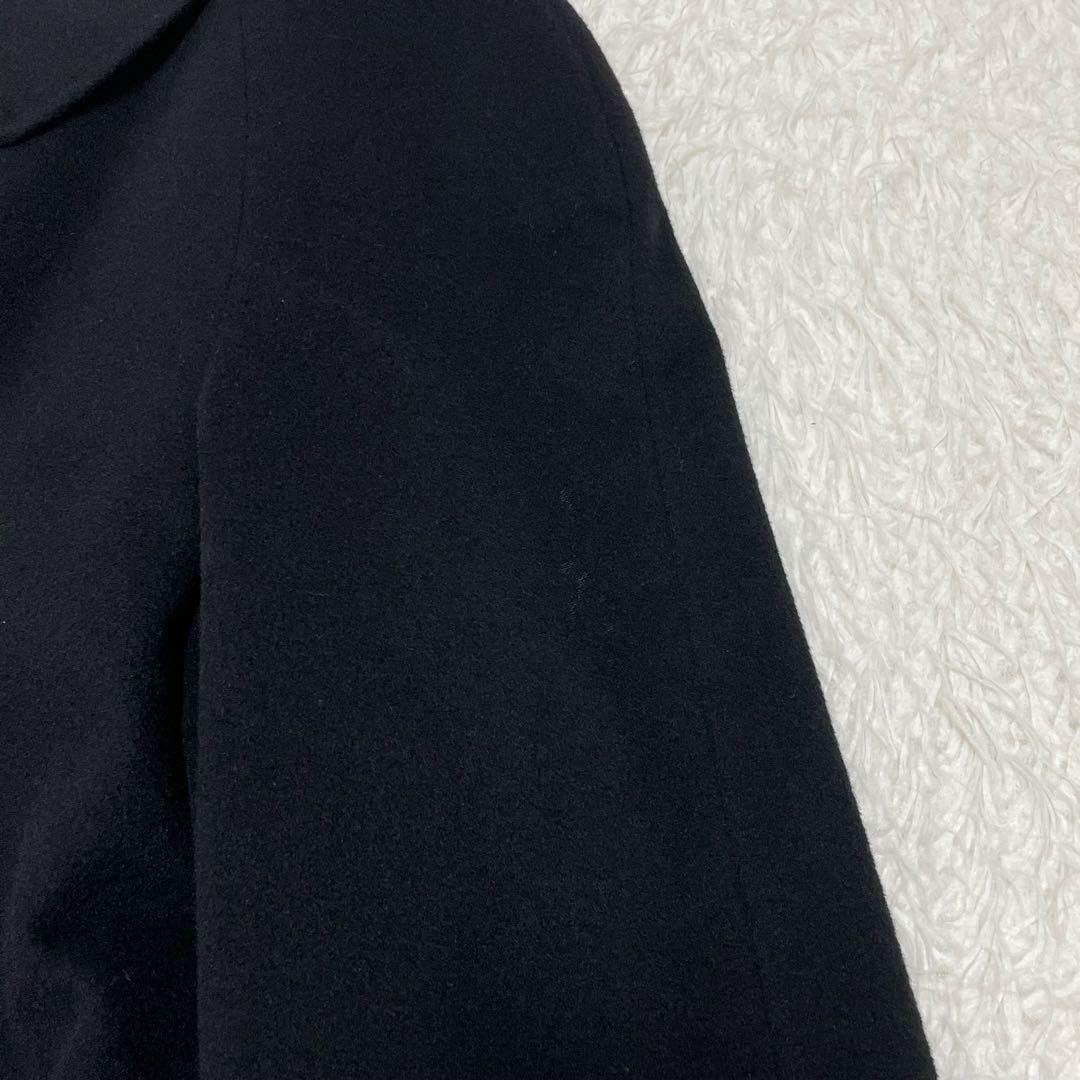 希少サイズ 3L相当 カシミヤ100% ステンカラーコート ブラック ロング