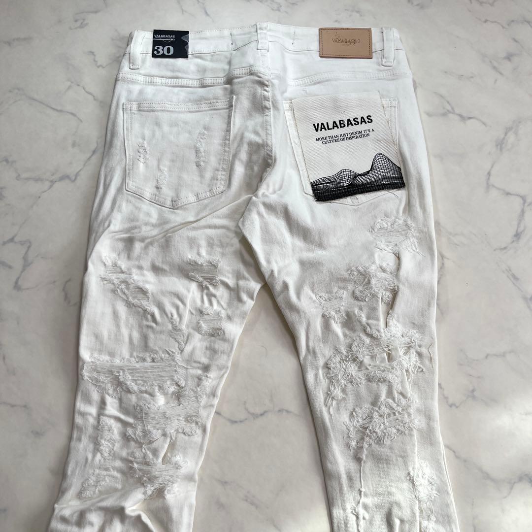 valabasas バラバサス クラッシュスキニーフレアデニム ホワイト 30