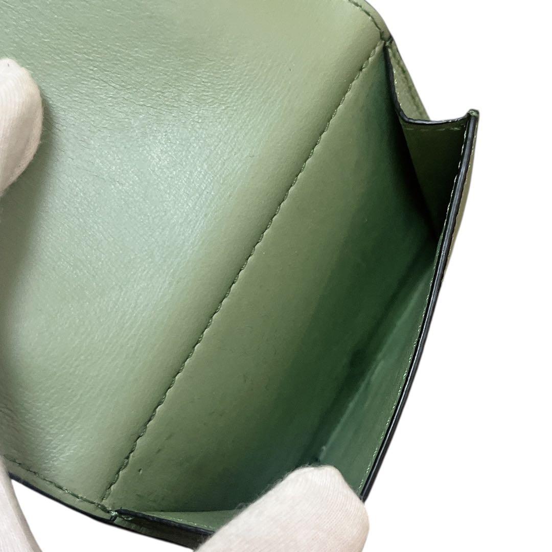 【美品】LOEWE 三つ折財布 トライフォールド ウォレット アナグラム 緑