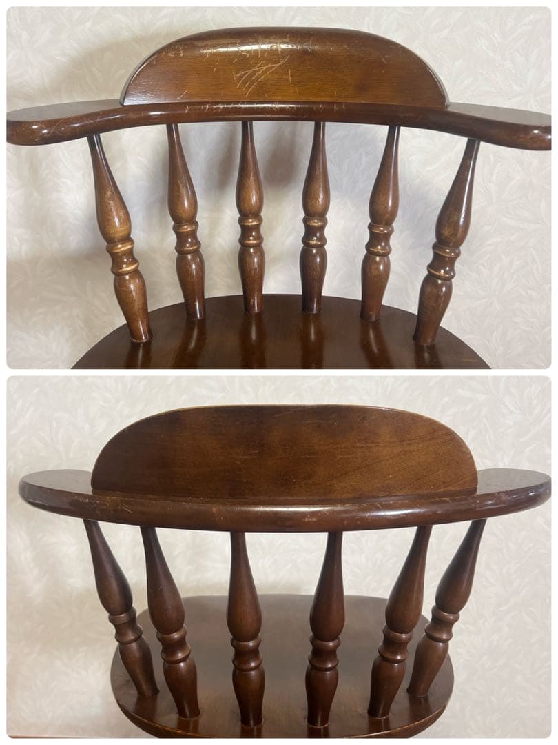 ウィンザーチェア 木製 回転チェア レトロ 回転式 ダイニングチェア ②