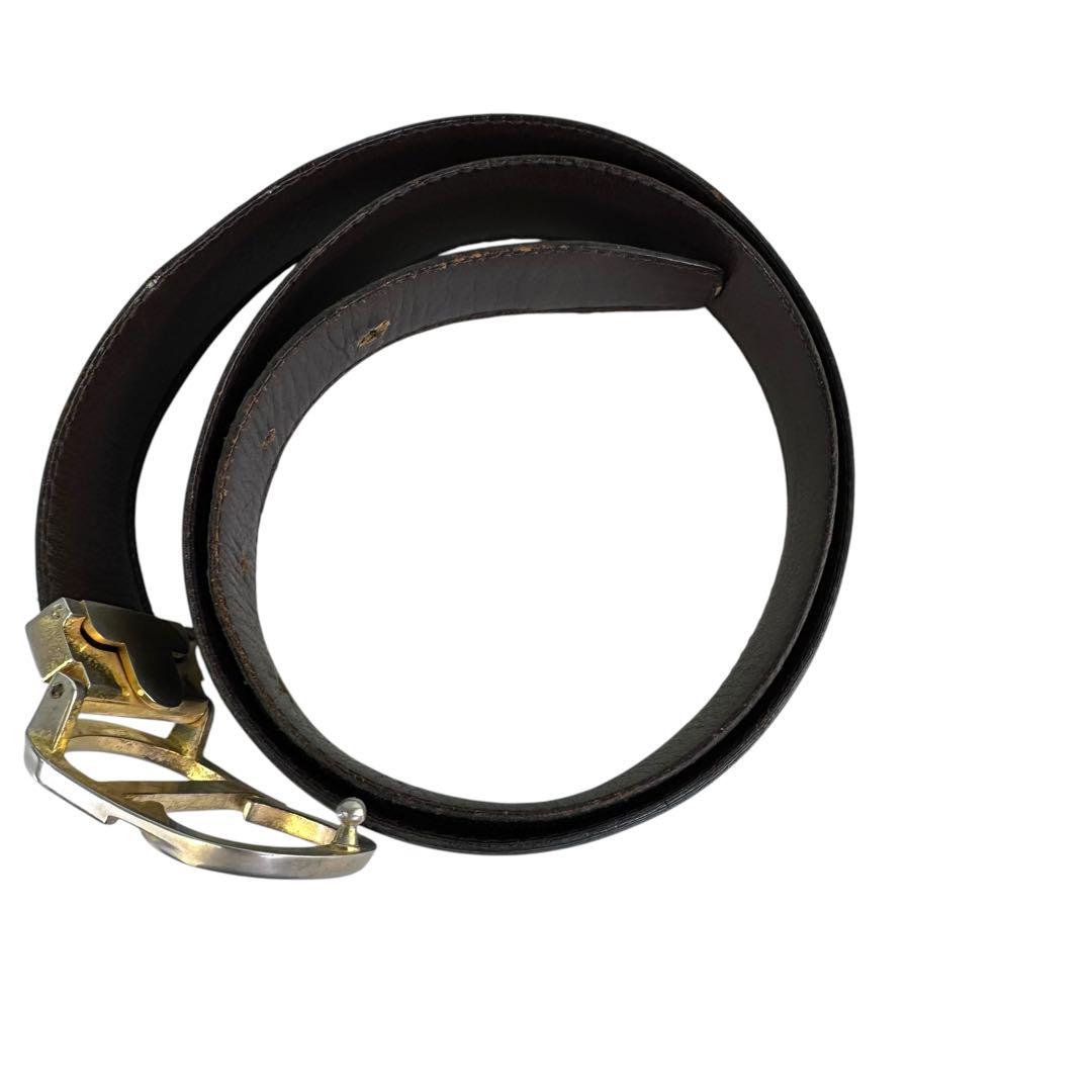 美品 Christian Dior ベルト CD金具 バックル レザー 黒