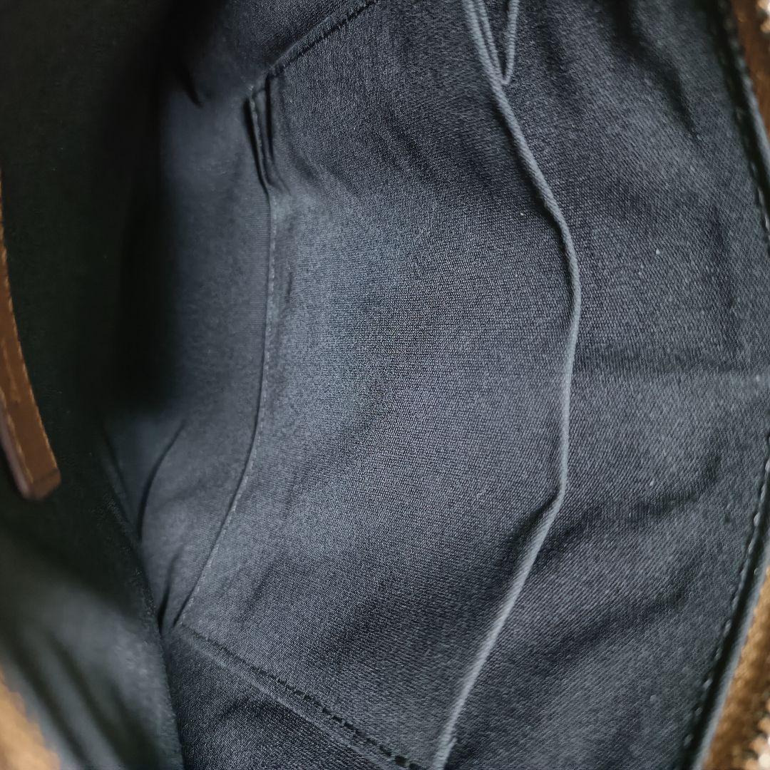 【美品】ポールスミス レザーショルダーバッグ マルチカラー ストライプ ブラウン