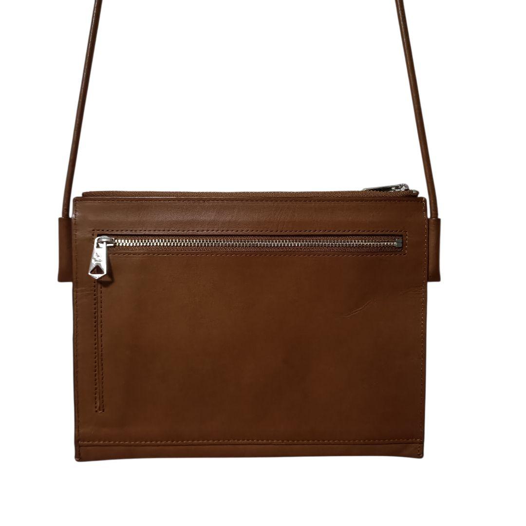 【美品】ポールスミス レザーショルダーバッグ マルチカラー ストライプ ブラウン