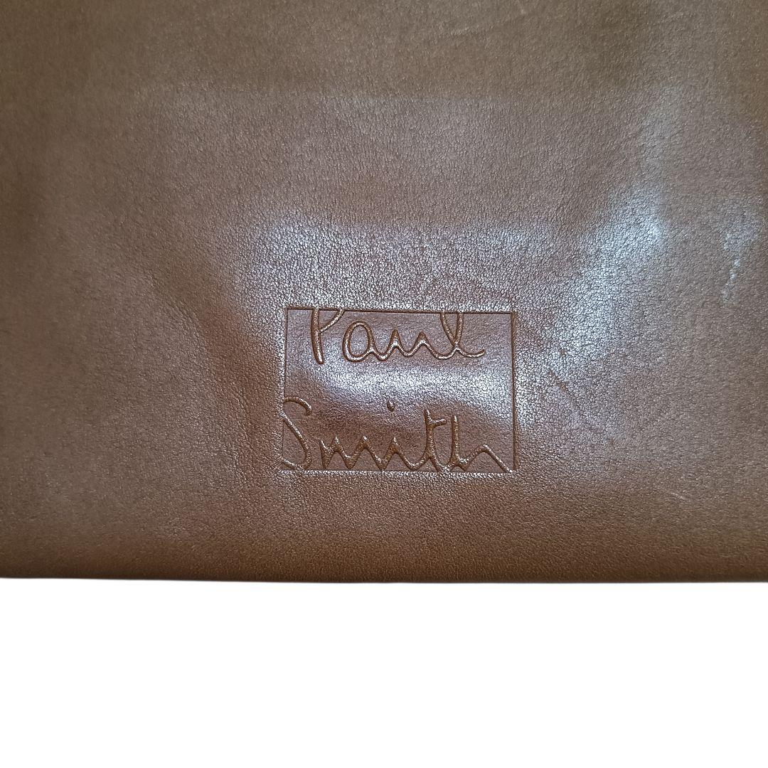 【美品】ポールスミス レザーショルダーバッグ マルチカラー ストライプ ブラウン