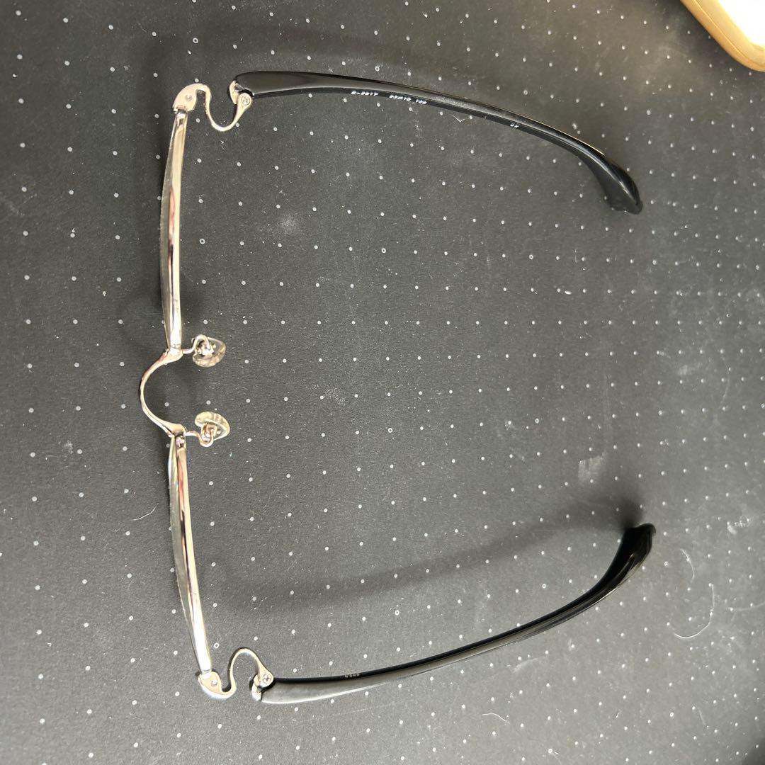 9999 オーバル型メガネ 黒フレーム ケース付き