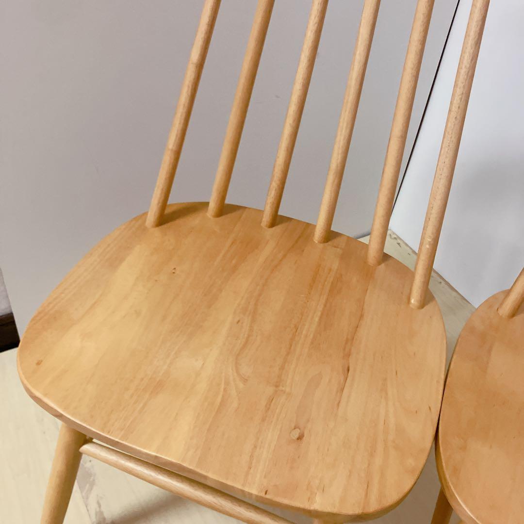 木製　ダイニングチェア　2脚セット　ウィンザーチェア　北欧　ナチュラル