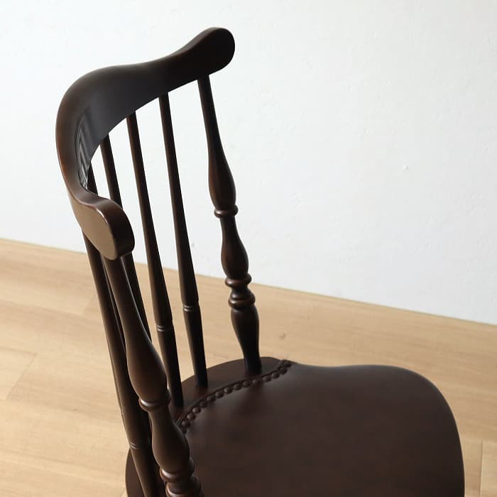 アンティーク 飛騨の家具 ウィンザーチェア 古家具 無垢材 レザー張り