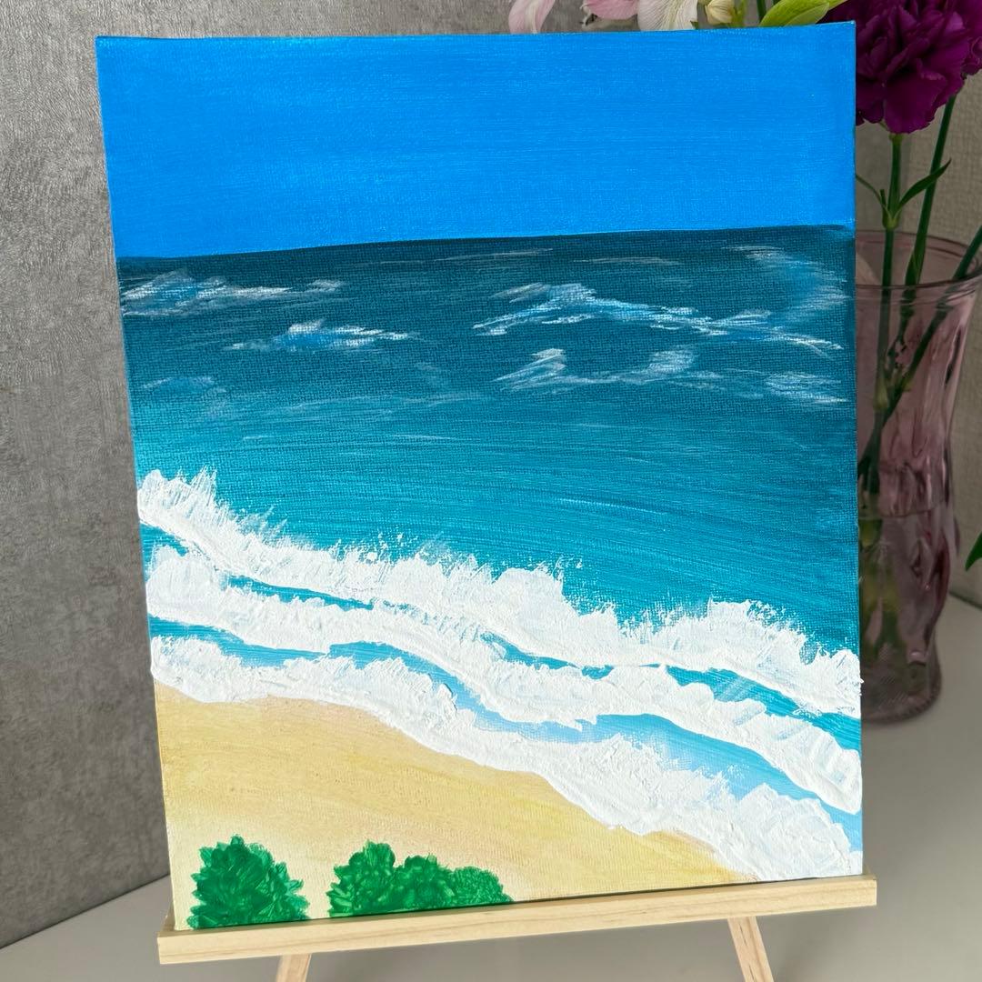海の風景 キャンバス 海 波 アクリル絵の具 テクスチャーアート アート