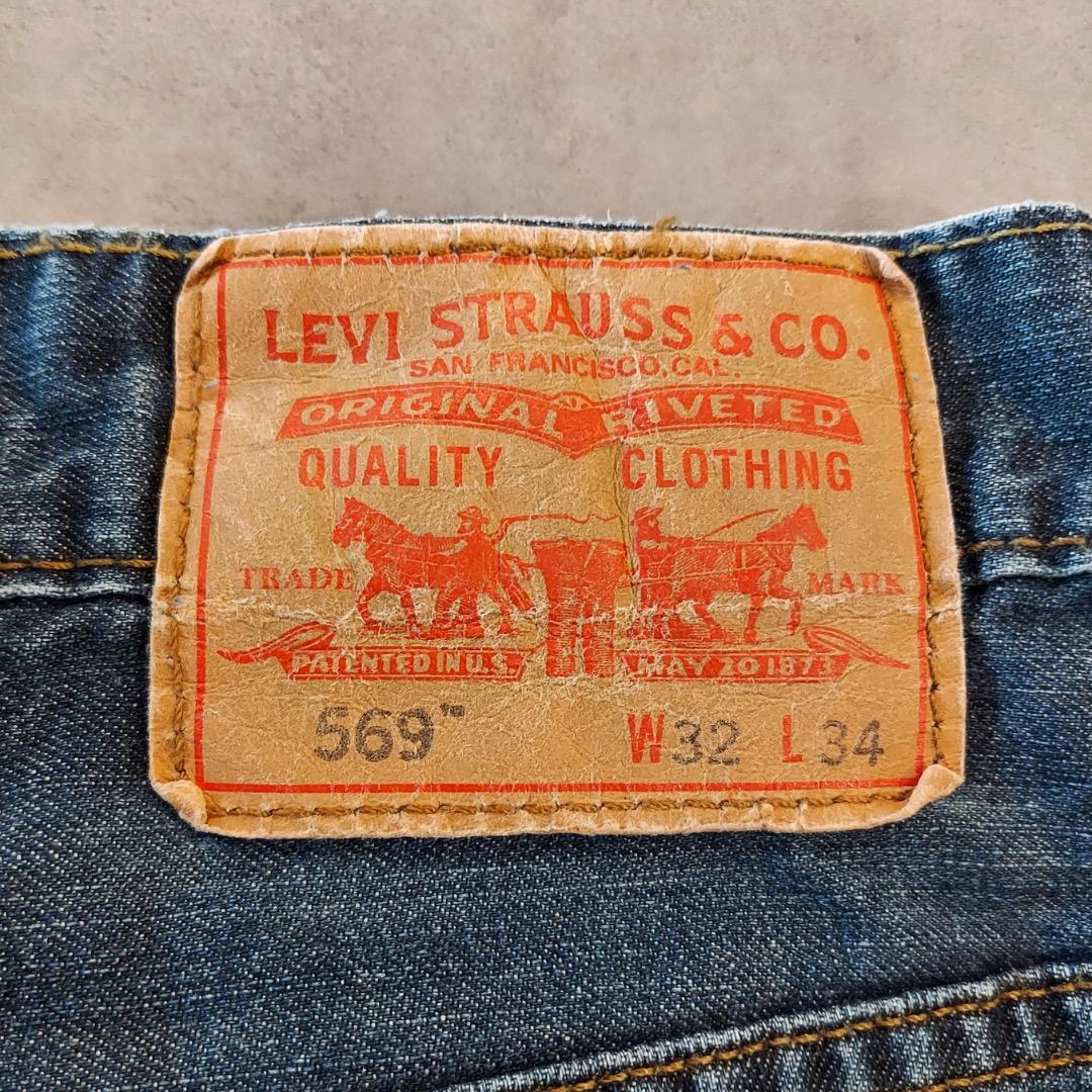 リーバイス569 Levis W32 ブルーデニム 青 ヒゲ 古着 18316