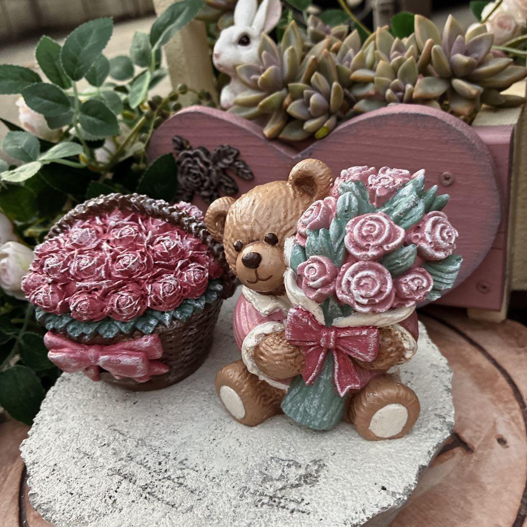 ★ ローズ@同梱割あります ★新作★バラと花飾りのうさぎさん★