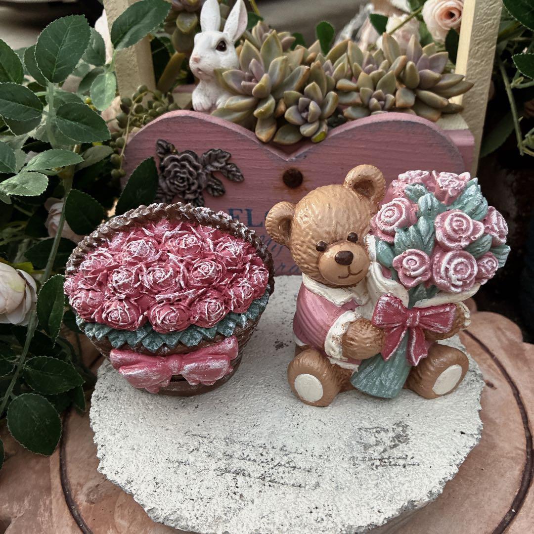 ★ ローズ@同梱割あります ★新作★バラと花飾りのうさぎさん★