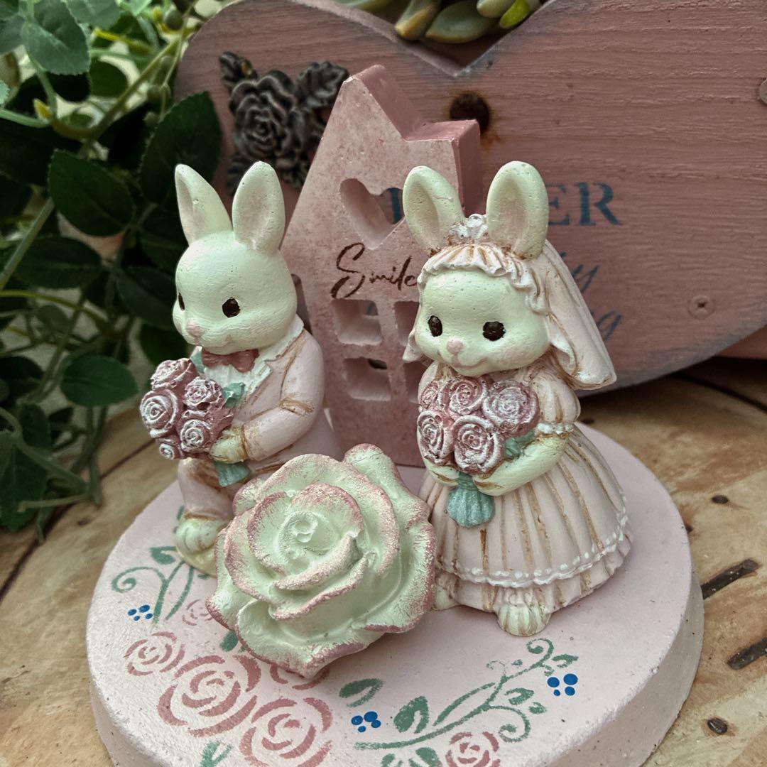 ★ ローズ@同梱割あります ★新作★バラと花飾りのうさぎさん★