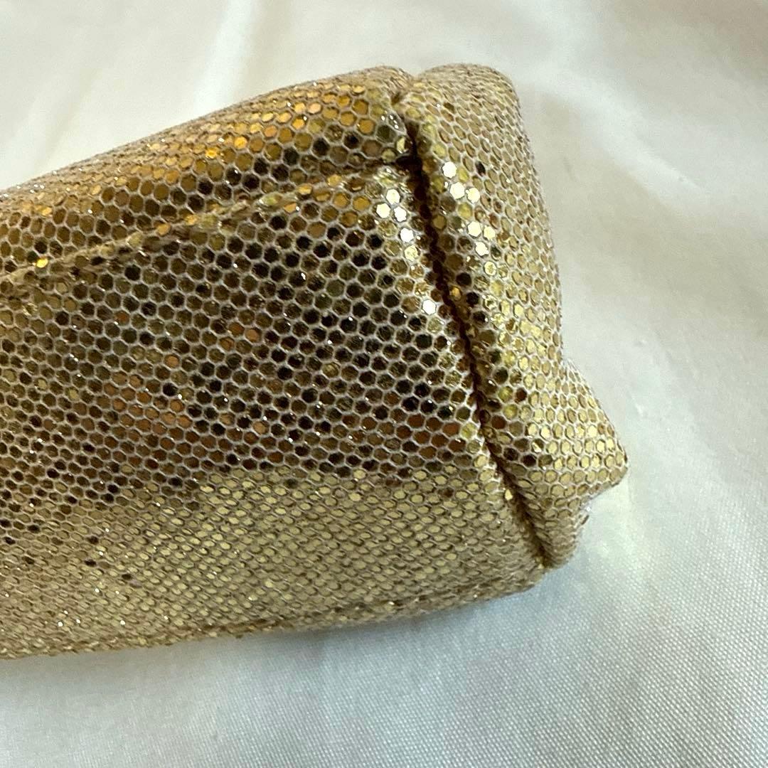 【美品】A.D.M.J. ウォレットポーチ　がま口　ゴールド