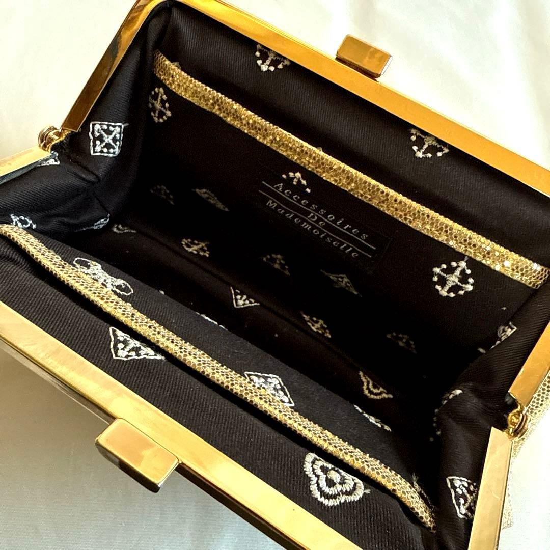 【美品】A.D.M.J. ウォレットポーチ　がま口　ゴールド