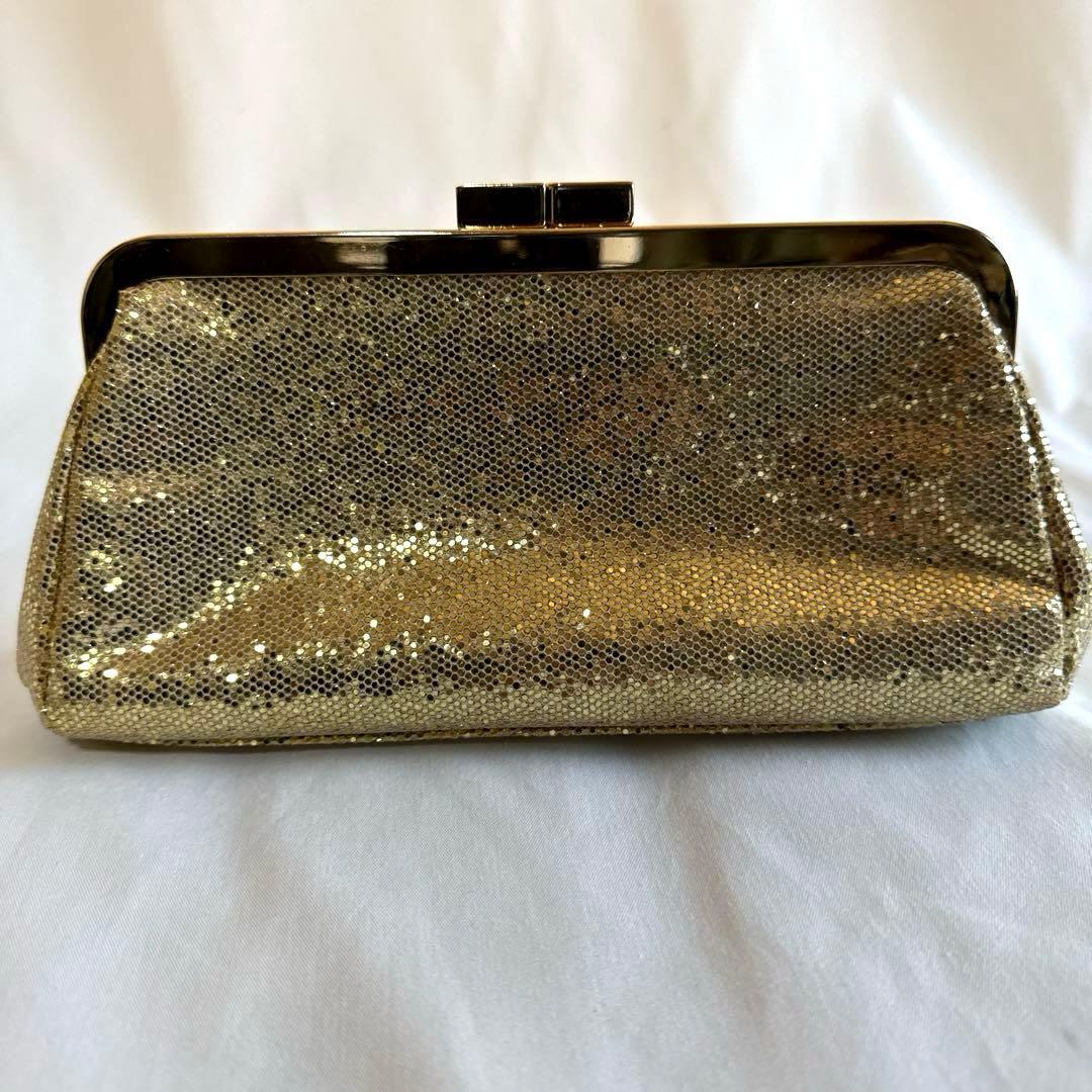 【美品】A.D.M.J. ウォレットポーチ　がま口　ゴールド