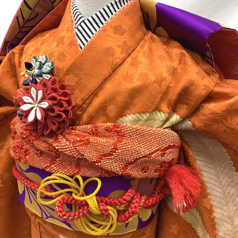 505aj75■ハーフ成人式 卒業式 十歳 女児 着物のみ 金駒刺繍■美品