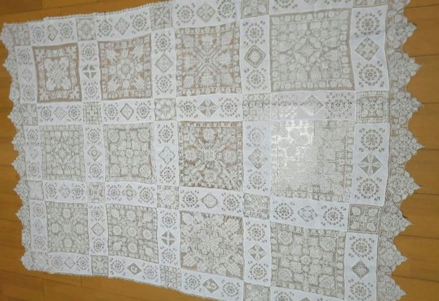 アンティーク　フランス製　ホワイトレース テーブルクロス