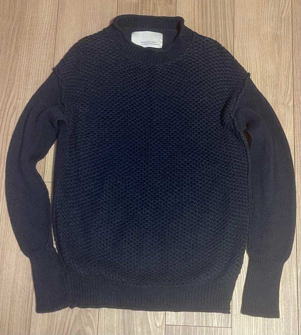 S.E.H KELLY ネイビー クルーネックニット Sサイズ　英国製