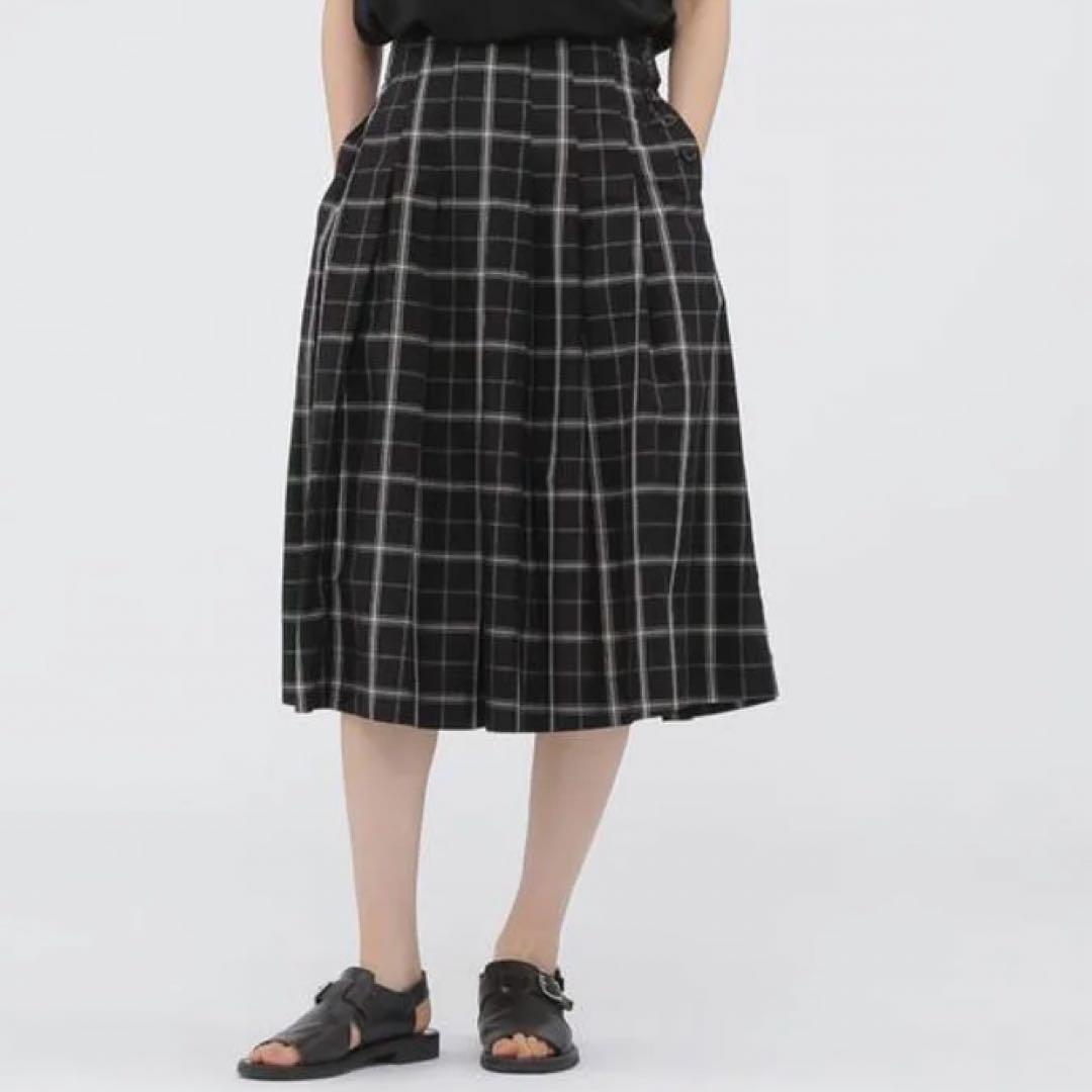 MARGARET HOWELL チェック フレアスカート ブラック - メルカリ