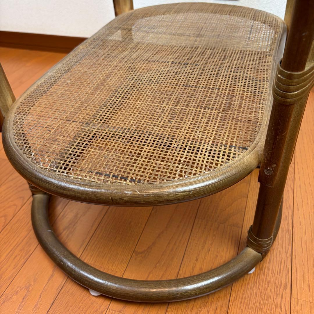 送料無料 ラタン製ガラス天板サイドテーブル アンティーク ヴィンテージ 天然木