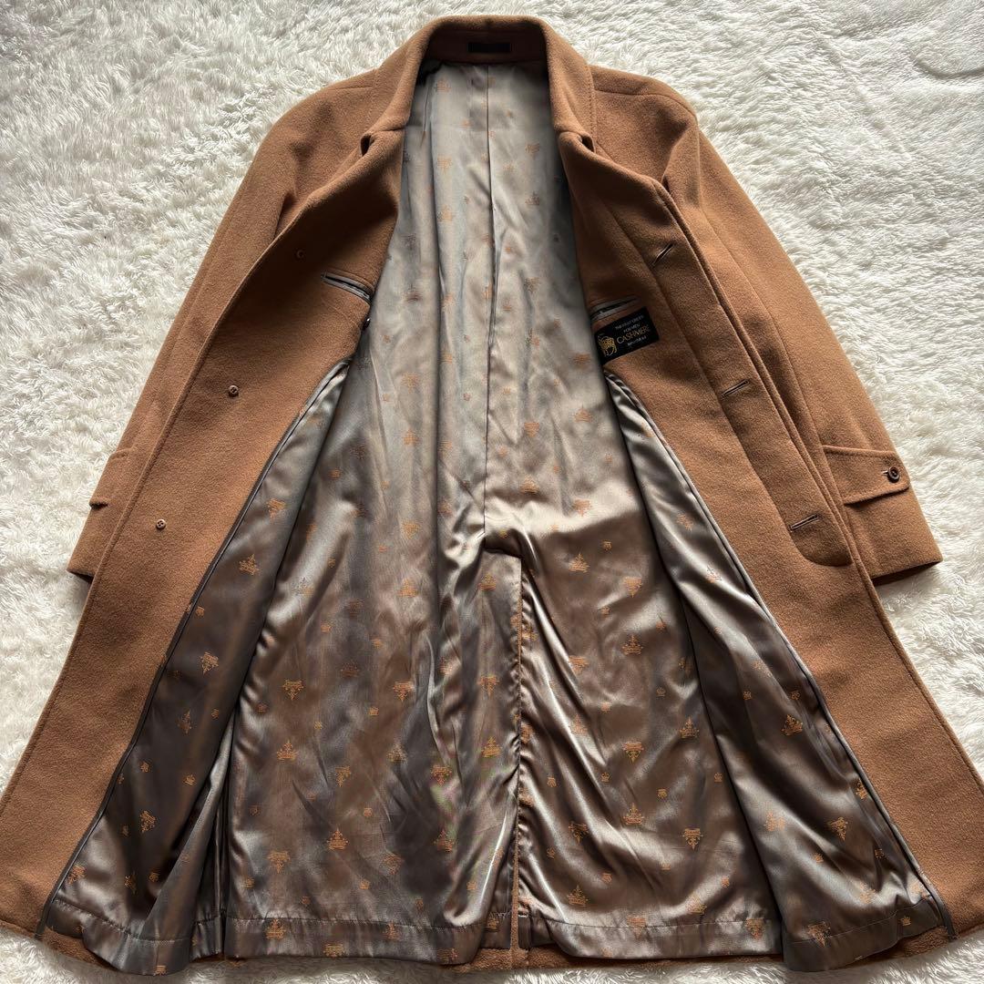 極上の肌触り】カシミヤ30%混 ロングステンカラーコート キャメル M