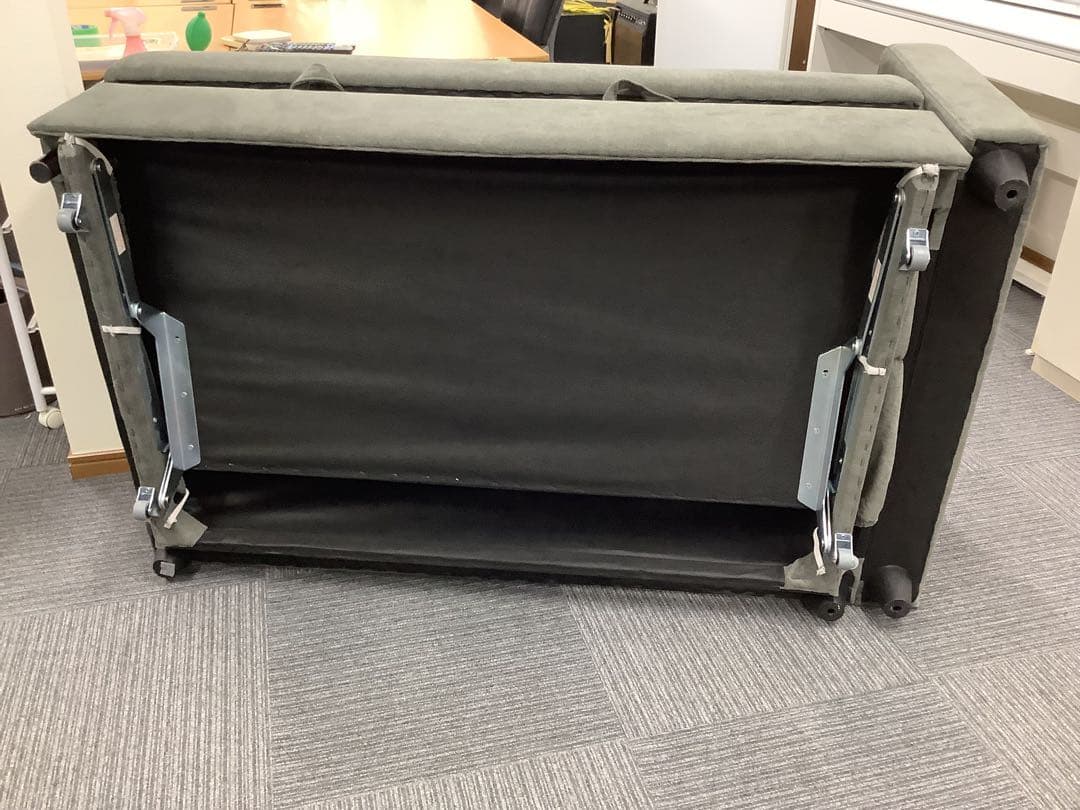 なら 極上中古！ニトリ ソファベッド 布張り 収納付きカウチソファ グレー