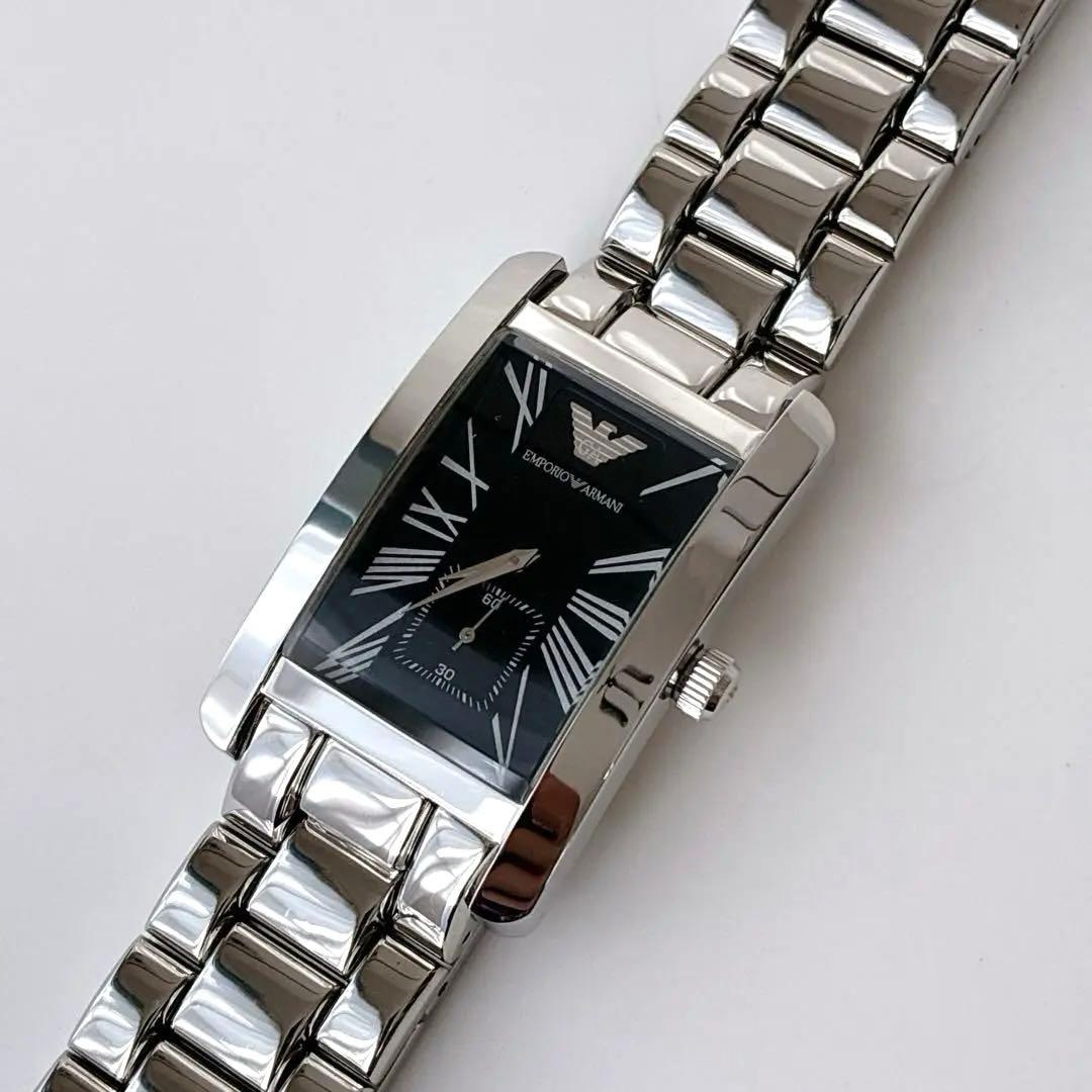 エンポリオ アルマーニ メンズ腕時計 スモセコ スクエア 極美品 稼働