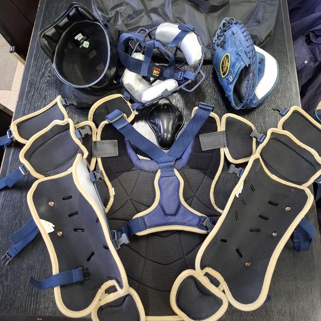 ZETT一般軟式捕手用具フルセット・ミット付(ルイスビルスラッガー)収納バッグ付