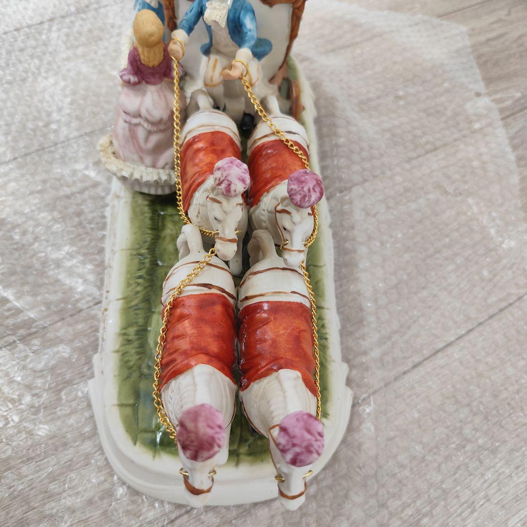 加藤工芸 瀬戸マイセン ４頭立て馬車 レース衣装貴婦人 紳士 馬車ハンドペイント