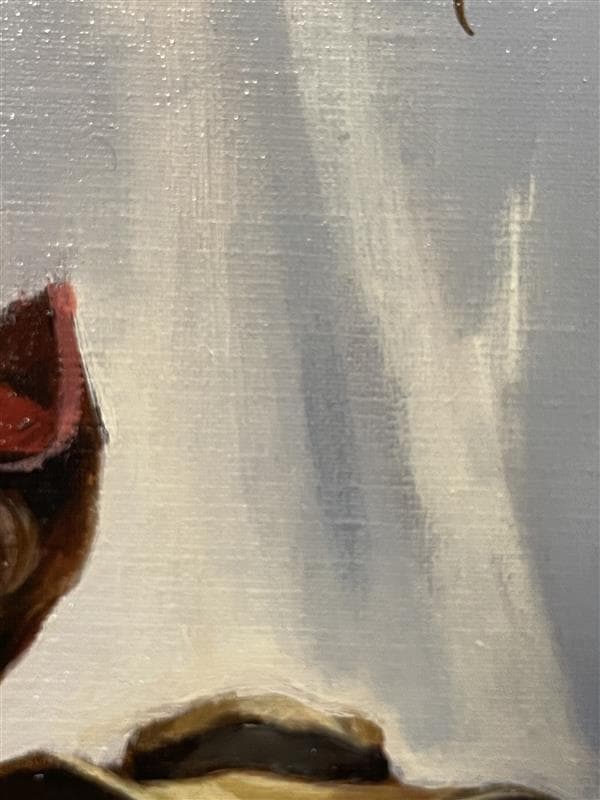 「真作」陶山侃「人形姉妹」静物画　油彩画　額装　F4号