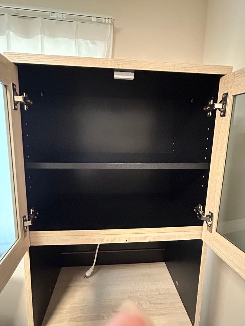 ガラス扉コンセント付き 食器棚 キッチンボード レンジラック 幅60 高さ180