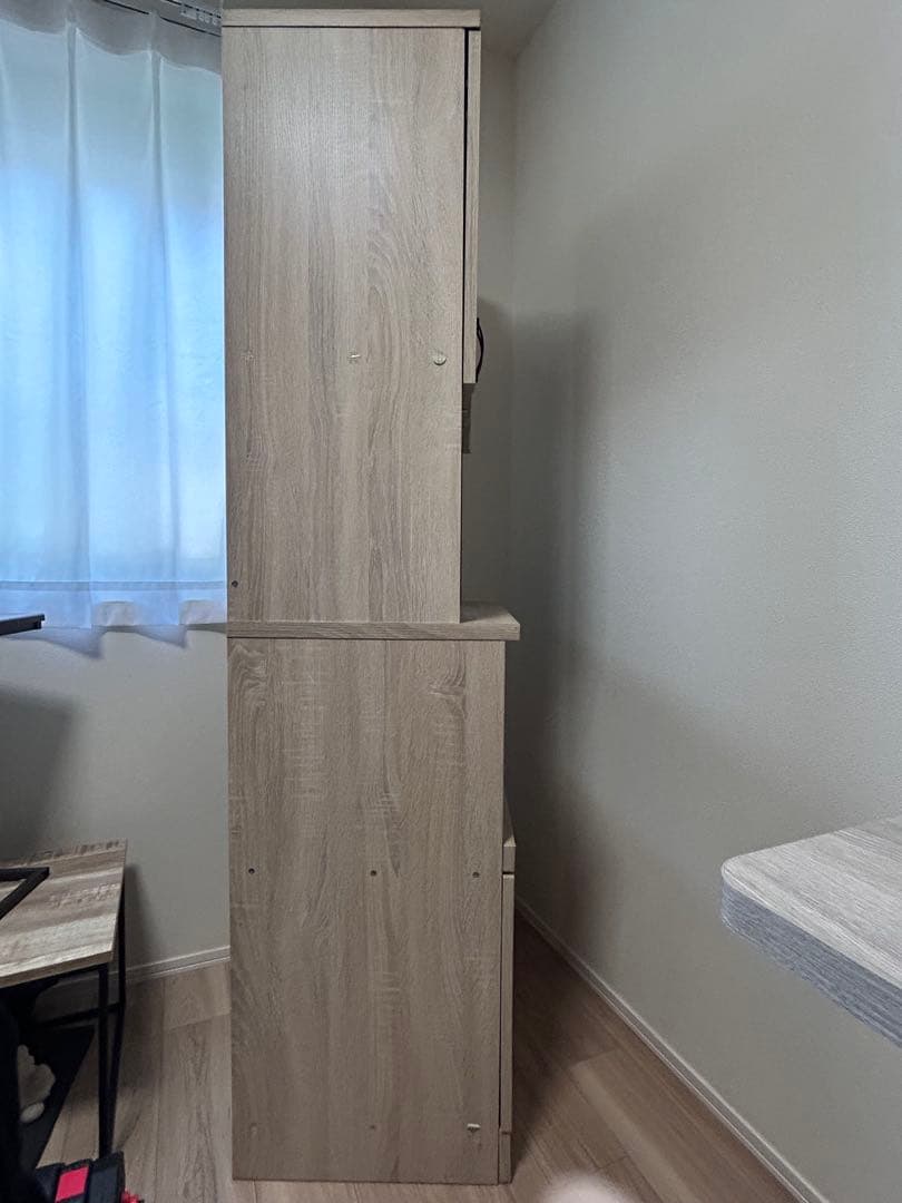 ガラス扉コンセント付き 食器棚 キッチンボード レンジラック 幅60 高さ180