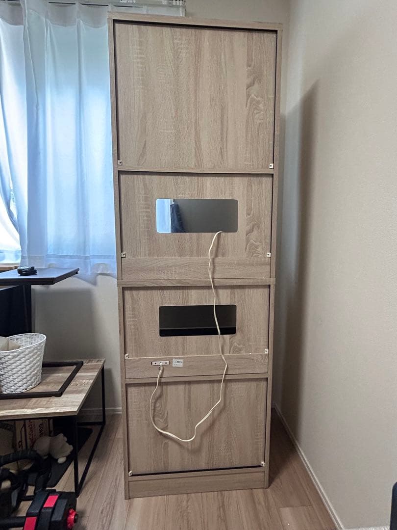 ガラス扉コンセント付き 食器棚 キッチンボード レンジラック 幅60 高さ180