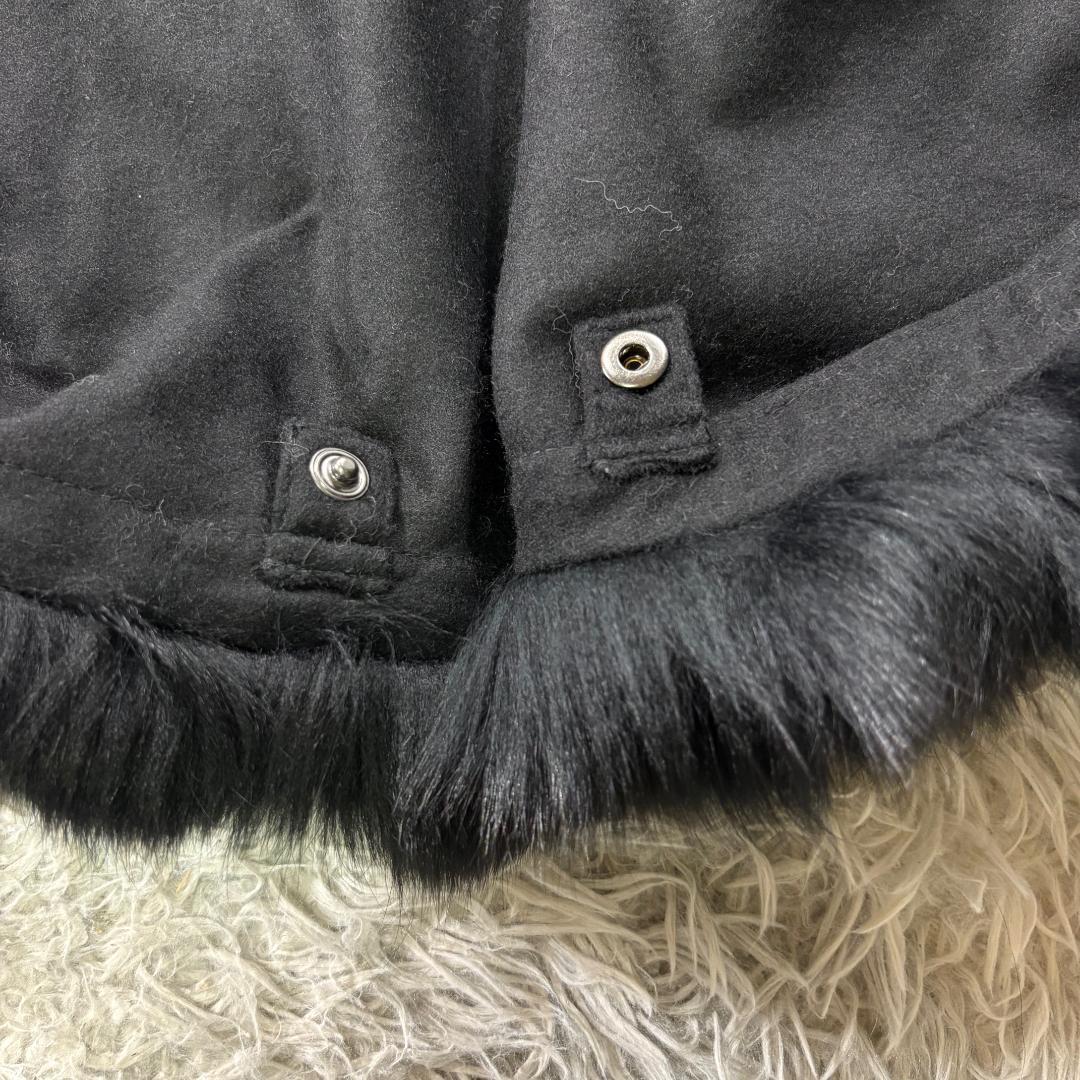 新品タグ付 サガファー ブルーフォックス カシミヤ100% ポンチョ 黒 M-L